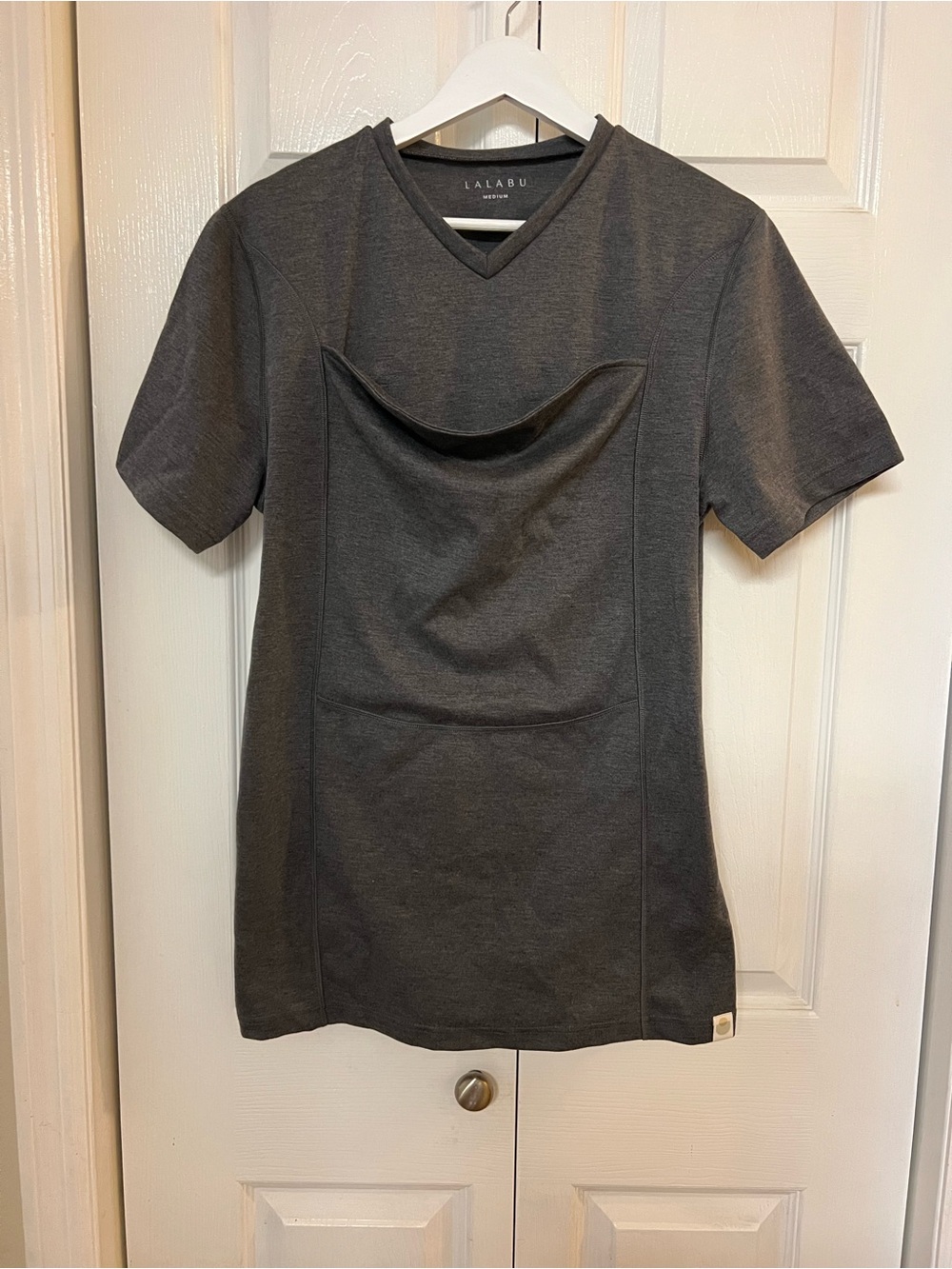 Lalabu Men’s Charcoal Dad Babywearing V Neck Tee Shirt
